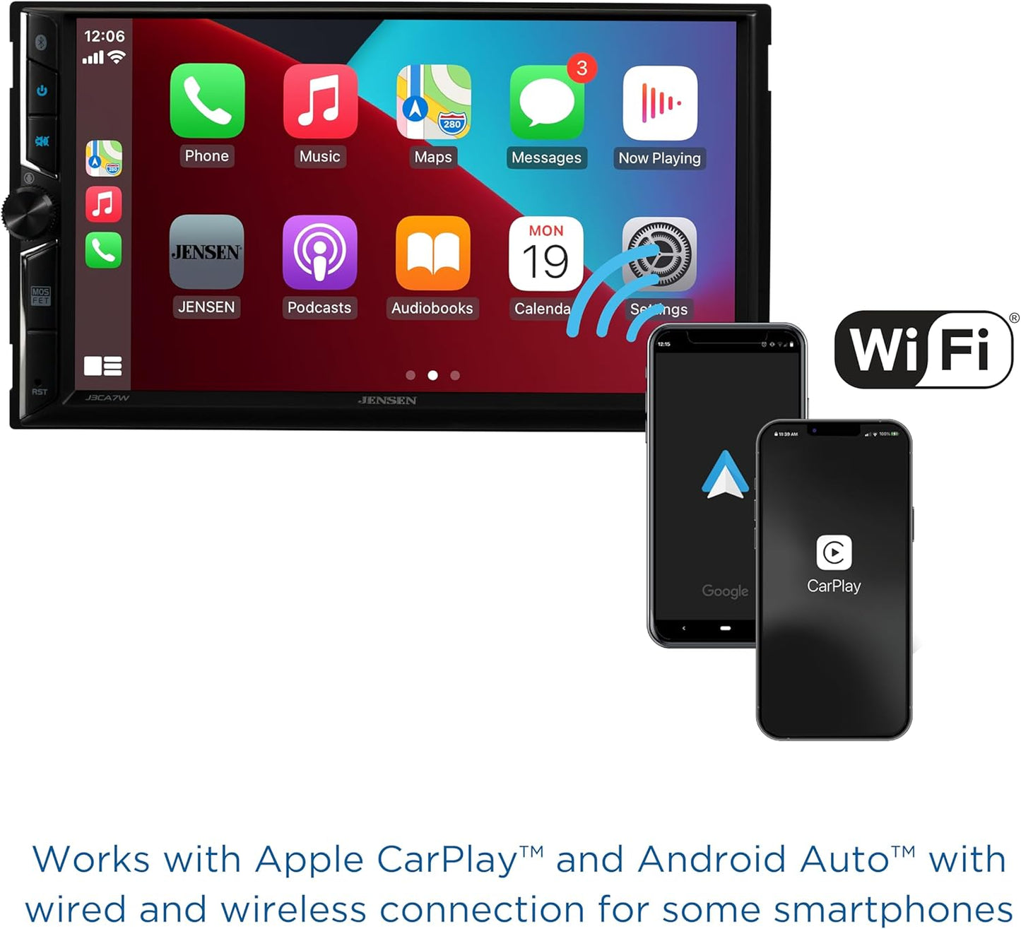 JENSEN J3CA7W 7-inch Car Stereo & BUCAM100J Backup Camera