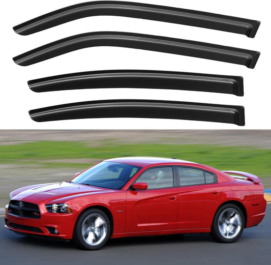 Window Visors Rain Guards for 2006 2007 2008 2009 2010 Dodge Charger, Out-Channel Window Vent Wind Deflectors Visors Shades for 06-10 Charger