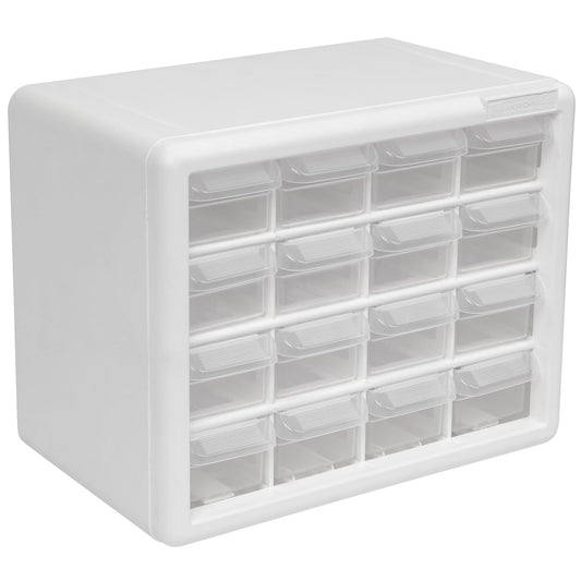 Akro-Mils 16-Drawer Plastic Drawer Storage Cabinet for Garage Organization, Beads, Makeup Organizer, Building Bricks Storage, Teacher Toolbox, 10-1/2-Inch W x 6-1/2-Inch D x 8-1/2-Inch H, 10116 White