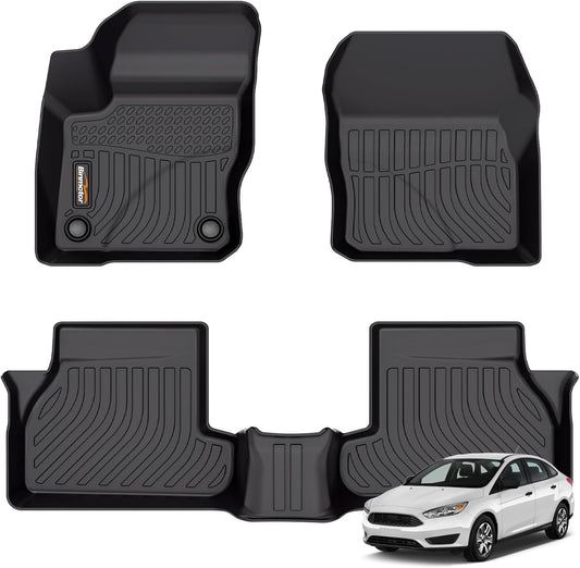 Binmotor-Floor Mats for Ford Focus 2012-2018, S | SE | ST | SEL | Titanium, 1st & 2nd Row, TPE All Weather Car Mats Rubber Liners for Ford Focus Accessories