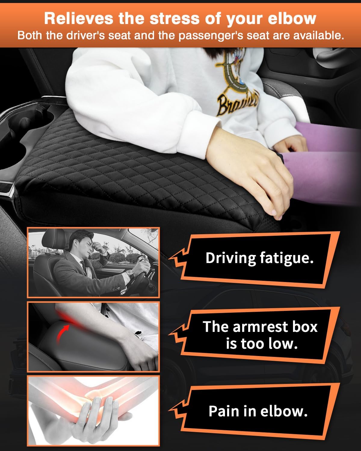 Shademax Custom for Dodge Ram 1500 Center Console Cover, Armrest Cushion Pad Cover for Dodge Ram 1500 2500 3500 Accessories 2019-2025 2026 Leather Dodge Ram Console Bucket Seat Protector Anti-Scratch