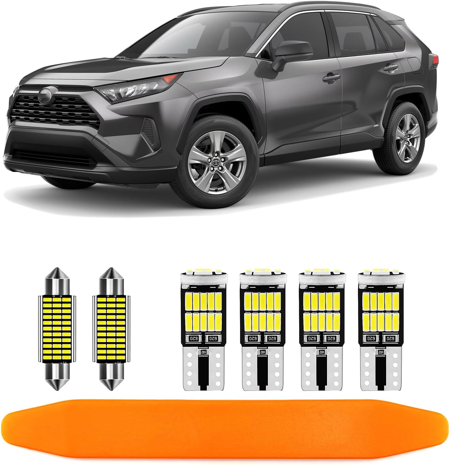 8 Piece CooL White LED Interior Lights Kit for Toyota RAV4 2016 2017 2018 2019 2020 2021 Super Bright 6000K Interior LED Lights Bulbs Package + Install Tool