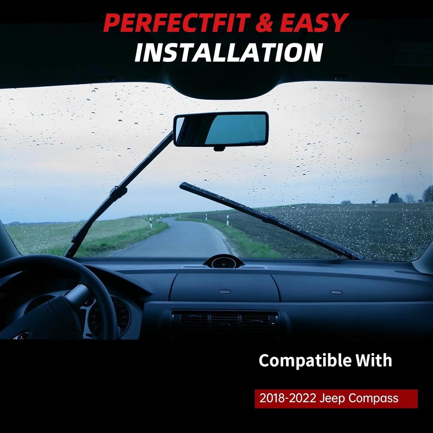 OTUAYAUTO Premium Windshield Wiper Blades - Replacement for Jeep Compass 2018-2022 - Precision Fit, All-Weather Performance, Front and Rear Wiper Blades, U Hook - 24"+18"+10" (Pack of 3)