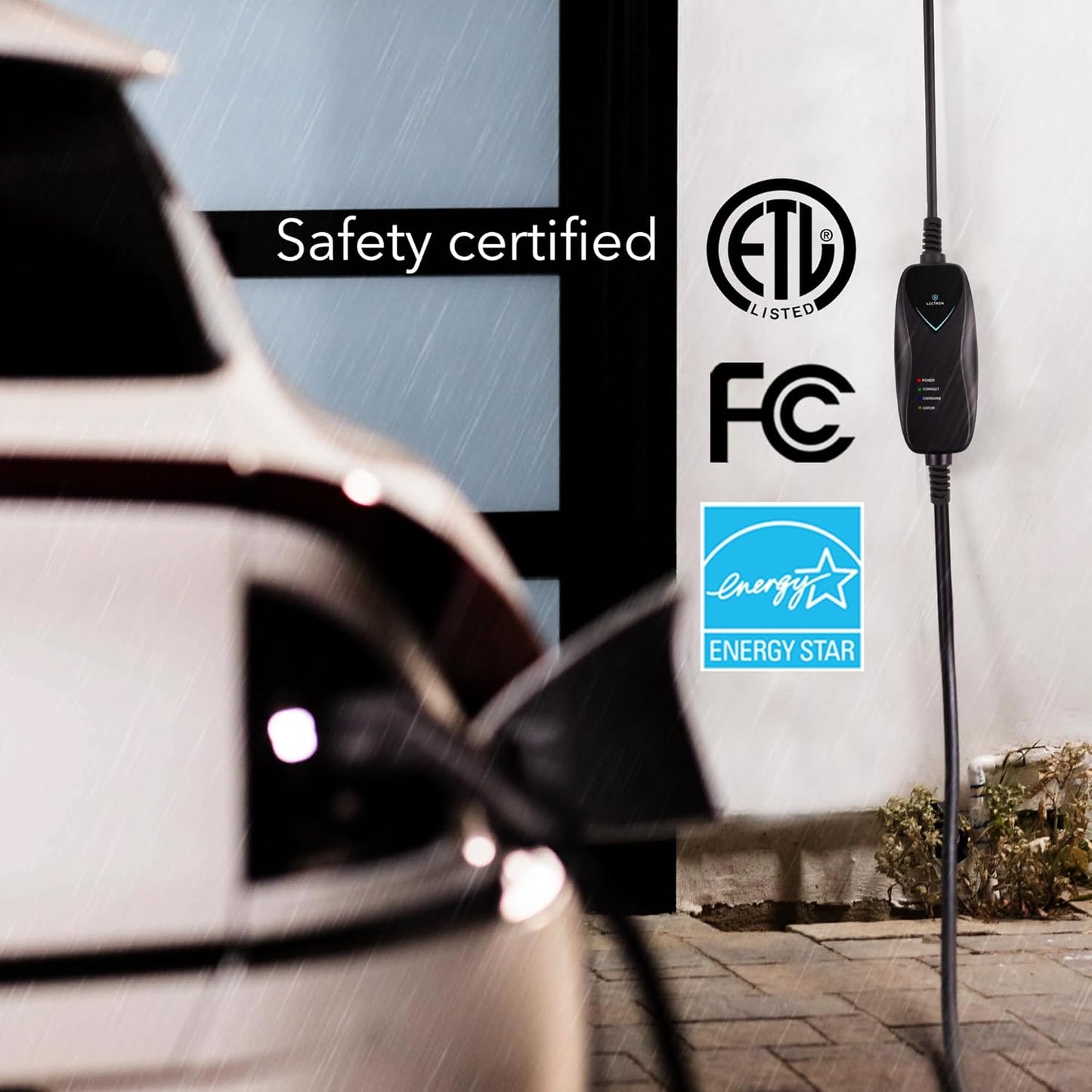 Lectron Level 1 EV Charger - ETL Certified, 110V, 15 Amp, 16 ft Extension Cord & J1772 Cable - Portable Electric Car Charger for J1772 EVs with NEMA 5-15 Plug