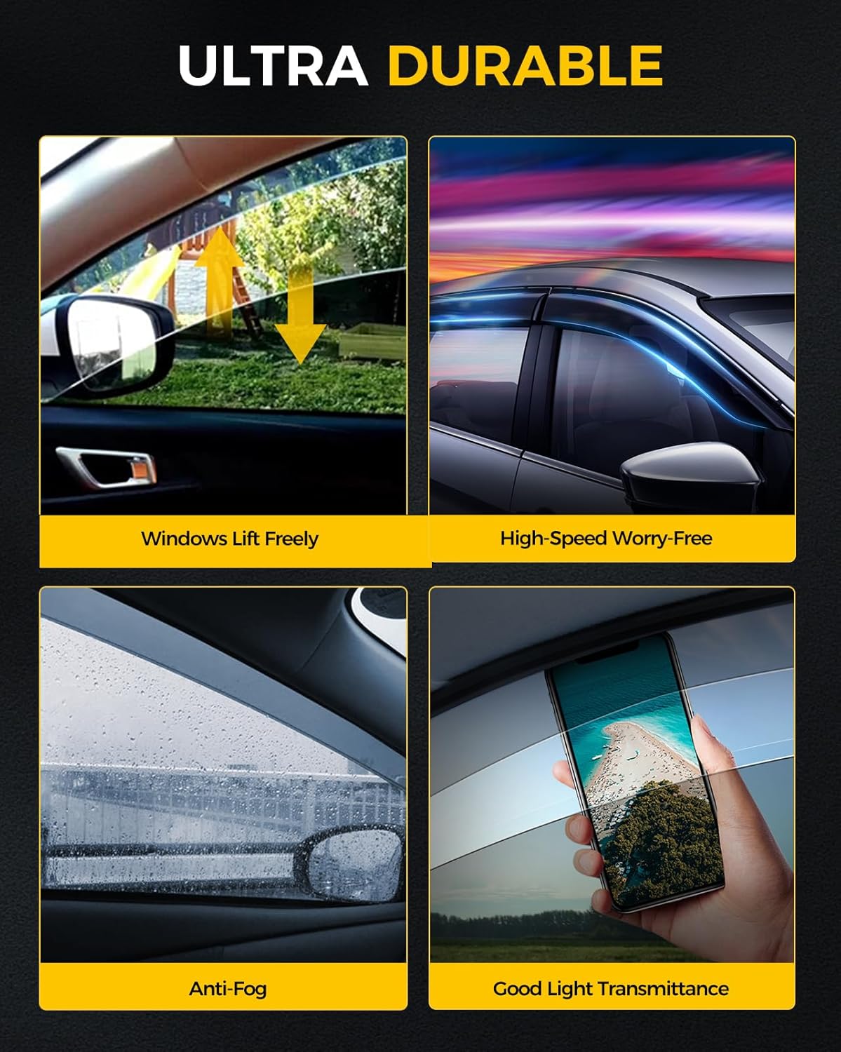 Rain Guards for Car Windows, Tape-On Window Visors Rain Guards Fit for Honda Civic 2012-2015, Window Deflectors, Vent Visors for Honda Car Accessories, 4 Pieces