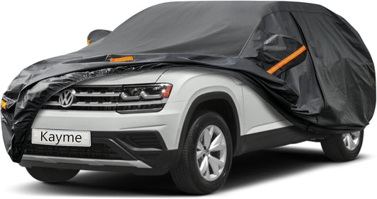 Kayme 7 Layer SUV Car Cover Custom Fit for Volkswagen VW Atlas (2017-2025) Waterproof All Weather for Automobiles, Outdoor Full Cover Sun Rain UV Protection.Black