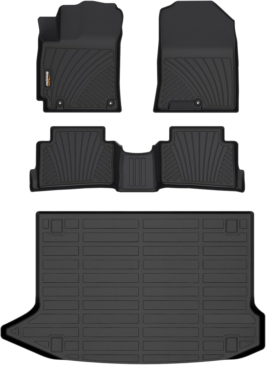 Binmotor-Floor Mats with Cargo Liner for Hyundai kona 2018-2023 & Kona N 2022 2023 (No Electric Model) SE | SEL | N Line | N | Limited Automotive Floor Liners Full Set-Black