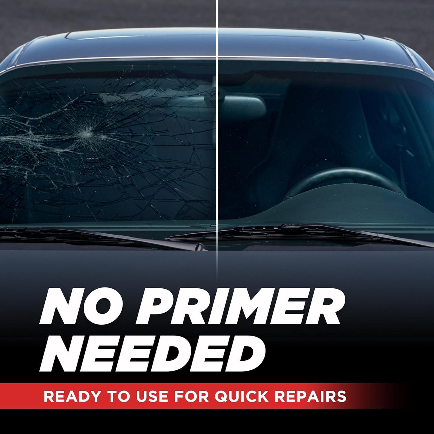 [2 Pack] Polyurethane Windshield Adhesive - Quick Curing & Weather Resistant Auto Glass Adhesive, Vertical & Overhead Application, Windshield Repair Kit with Gloves, Applicator Tip & Cartridge - 310ml