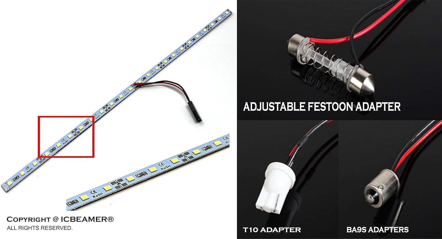 ICBEAMER 12" High Power Blue 18 SMDs 2835 LED Strip Light Universal Fit Car Trunk Cargo Area or Interior Illumination Cargo Area or Interior Illumination Decoration, Auto Accessories