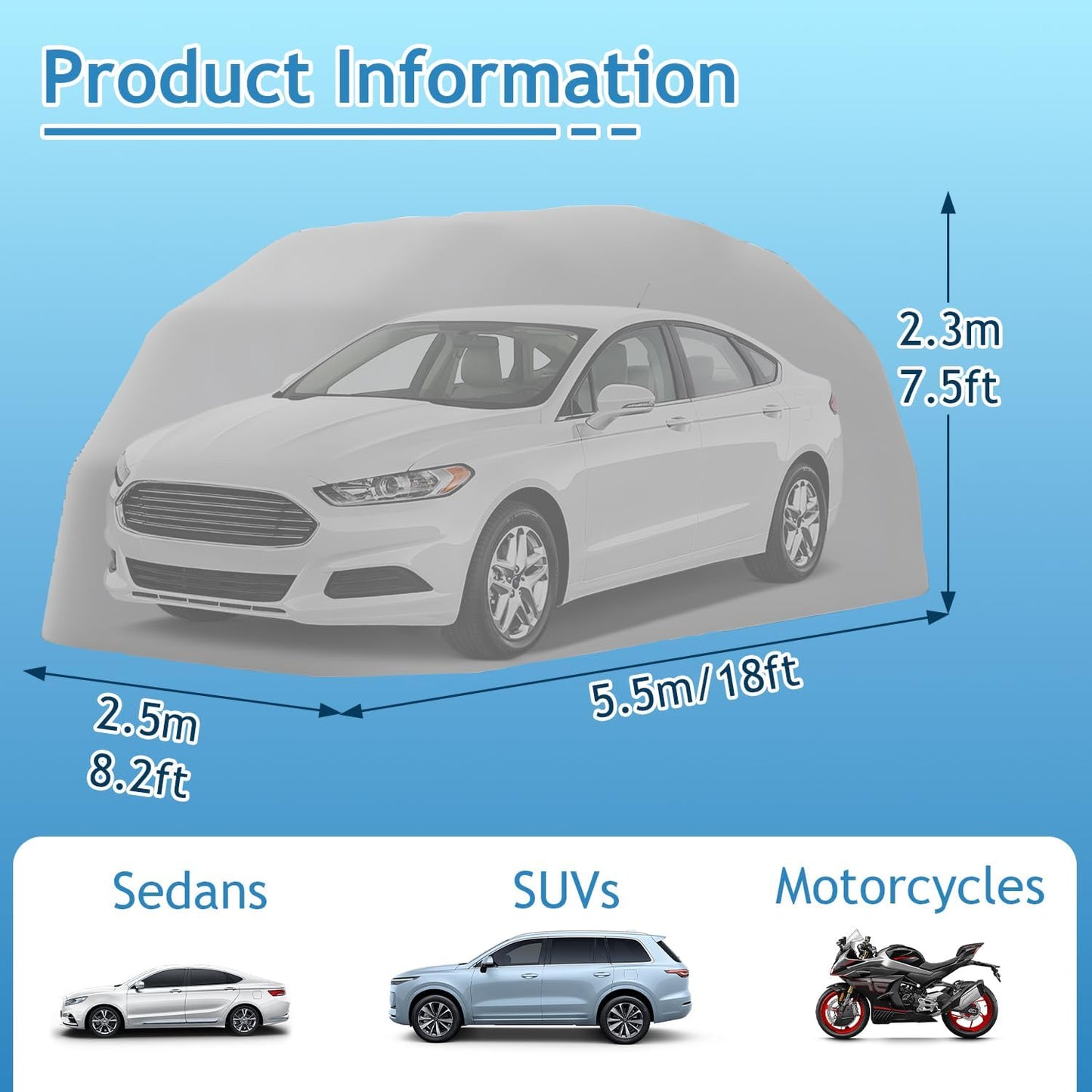 Heavy Duty Carport, Semi-Automatic Retractable Garage, Stainless Steel Folding Car Port, Portable Outdoor Car Tent, for Parking Lot, Yard, Garden, Grey, All Weather Proof, 5.5 * 2.5 * 2.3m