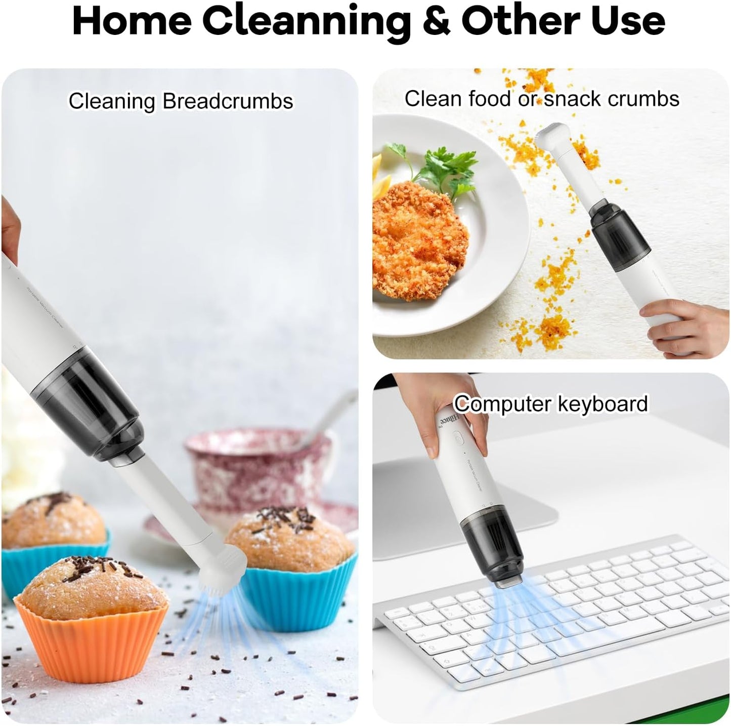 Mini Vacuum Cleaner Cordless, Portable Keyboard Vacuum Cleaner, Wireless Handheld Car Vacuum with 9000 Pa, High Power Rechargeable 2 Speeds, Lightweight Vacuum for Car, Home, Office, Pet