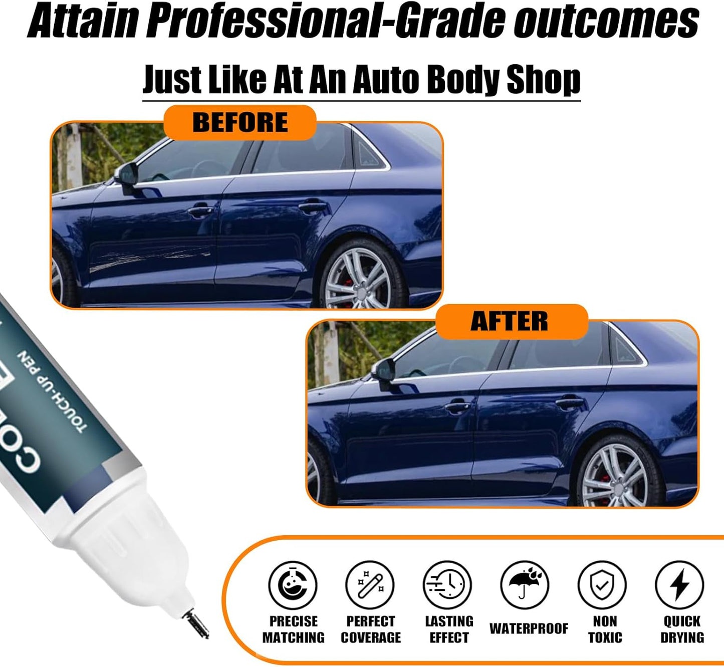 Navarra Blue Metallic(LX5H/2D) Touch Up Paint Compatible with Audi, Car Paint Pen Scratch Repair Two-In-One Touch Up Paint, Premium Car Scratch Remover for Deep Scratches