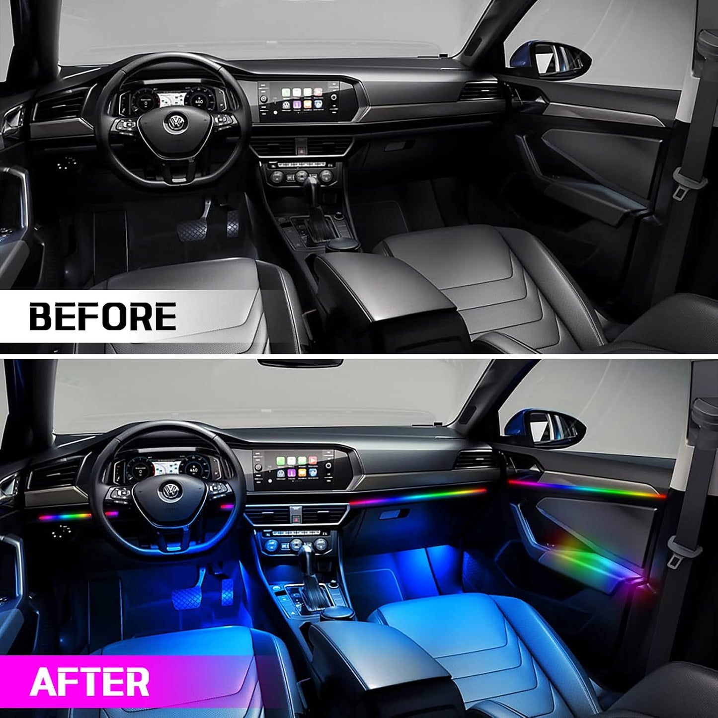 Dreamcolor Interior Car Lights, WEBUPAR Car Accessories 10 in 1 Car LED Strip Lights with APP Control and 213 Modes, 175 inches 593 LEDs Acrylic Fiber Optic Lights, RGB Neon Car Lighting