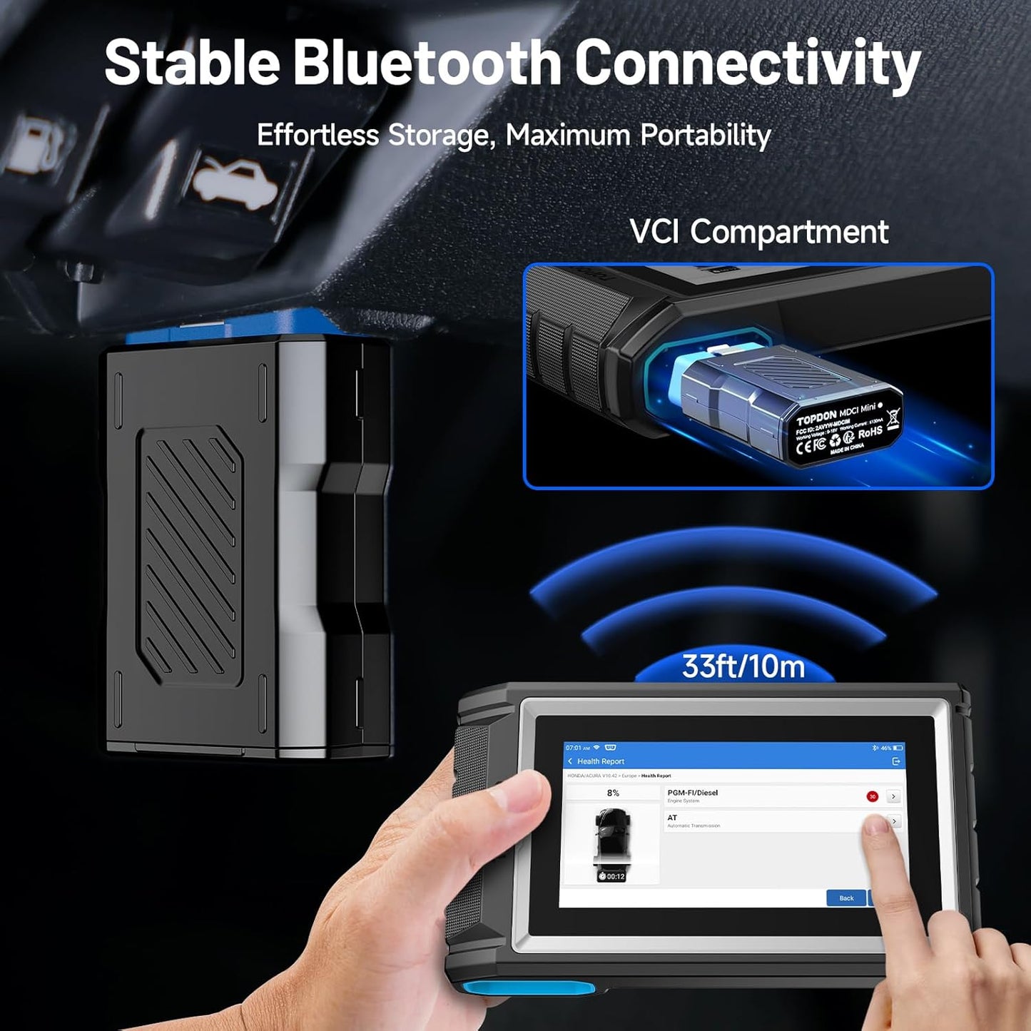 TOPDON Scanner AD800BT V2.0, Bidirectional Scan Tool, Full Systems Diagnostic Tool for All Vehicles, Automotive Diagnostic Scanner for Car, 28+ Services, FCA AutoAuth, CANFD, 2 Years Free Update