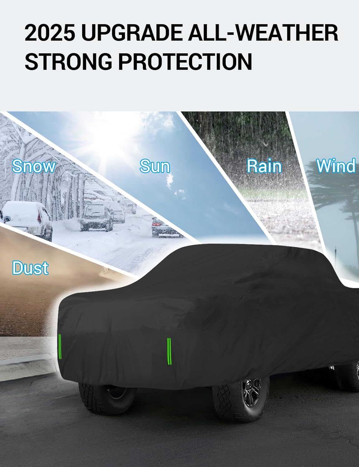 Proadsy 2025 Upgrade Car Cover Compatible with Tundra 2016-2024 2025 CrewMax with 5.5ft Windproof All Weather Waterproof Sun Rain UV Dust Snow Protection Outdoor Covers