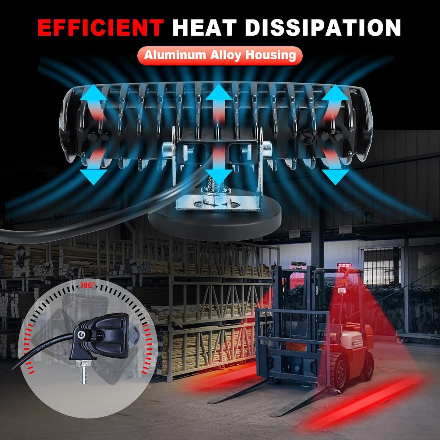 2Pcs Forklift Safety Light Red, 30W Straight Line Forklift and AGV Safety Indicator Warehouse Hazardous Area Warning Light for Warehouse and Industrial Use (DC 10-100V)