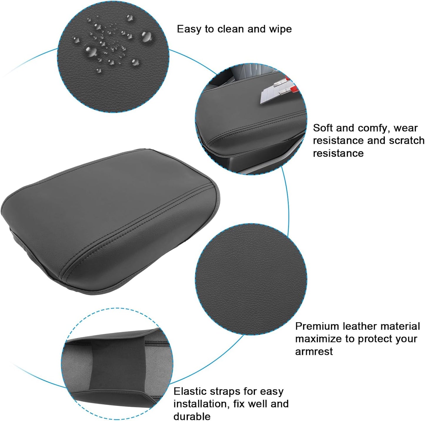 SXCY for 2024 2025 Sportage Armrest Cover for Kia Sportage 2024 2025 Accessories 2023 2024 2025 Sportage Center Console Cover 2024 2025 Sportage Middle Console Cover (Black Leather Cover)