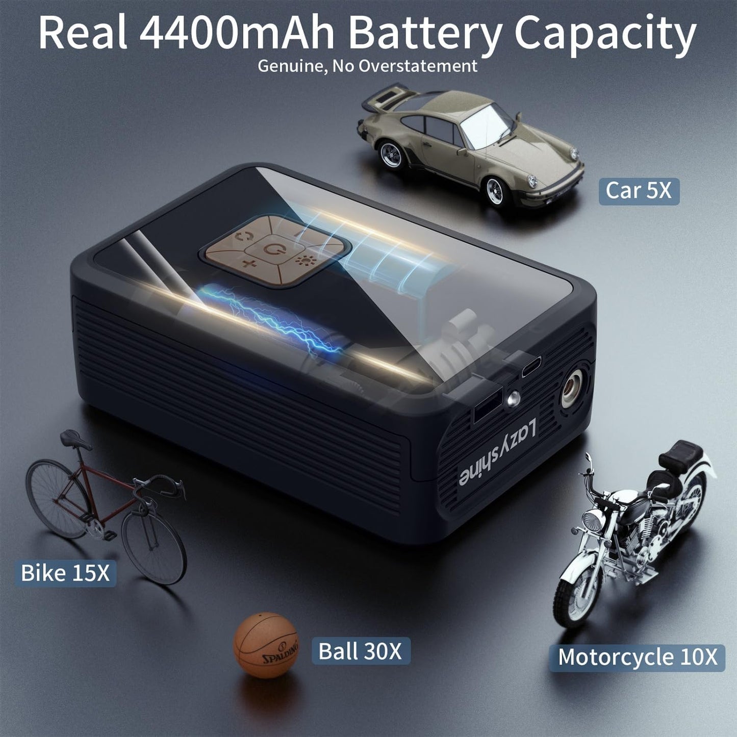 Portable Air Pump for Car Tires, 150 PSI Tire Inflator Cordless with LED Light, Rechargeable Auto Shut-off Air Compressor 2X Fast Inflation Tire Pumps for Car Bike Motorcycle Ball