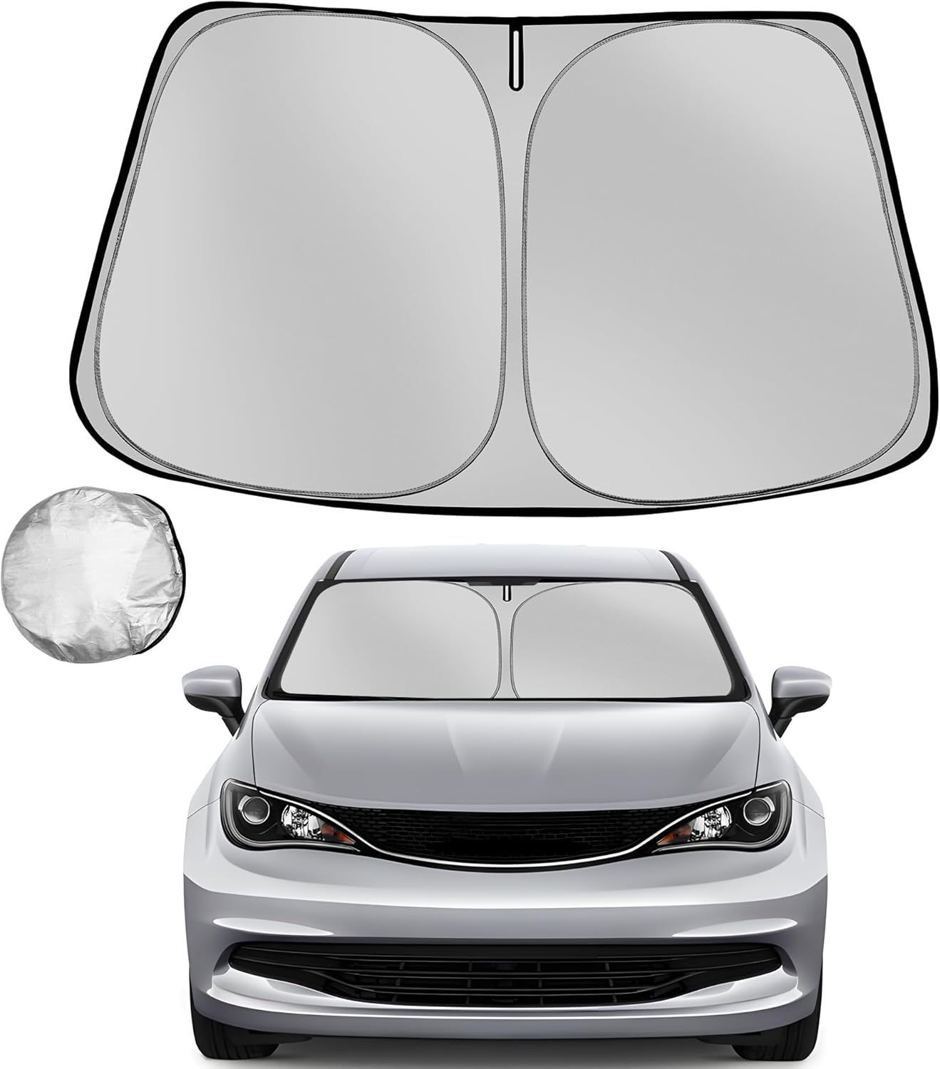 Windshield Sun Shade for 2017-2025 Chrysler Pacifica Minivan Foldable Sun Sunshade for Car Front Window Blocks UV Rays and Heat Automotive Interior Protector Custom Fit Accessories