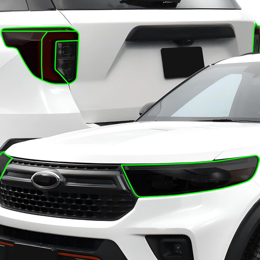 BOGAR TECH DESIGNS Precut Made for Ford Explorer 2020-2024 Full Headlight Taillight Reflector Sidemarker Tint Kit, Dark Smoke