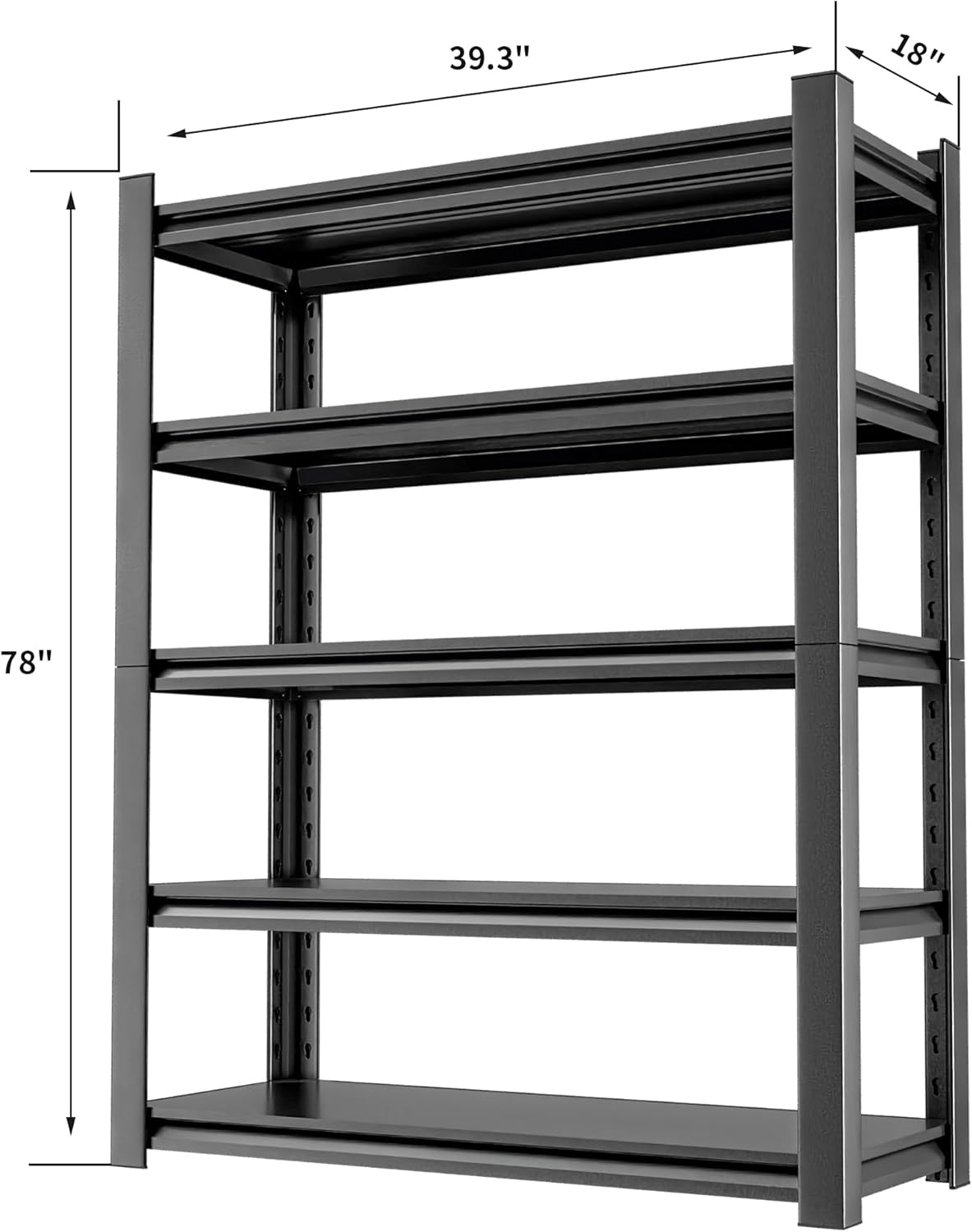 Garage Shelving Unit, Heavy Duty 5 Tier Storage Shelf, Industrial Utility Shelving, Durable Metal Shelf Organizer, Metal Garage Shelving Heavy Duty 18" D x40 W x78 H（2 Pieces）