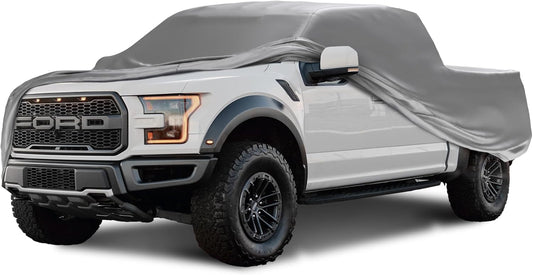 Car Covers Weatherproof Max Truck Cover & Warranty Compatible with Ford 2006-2019 F-150 Crew Cab, 6.5 with Camper Shell– Outdoor Cover, Prevents Theft with Cable Lock