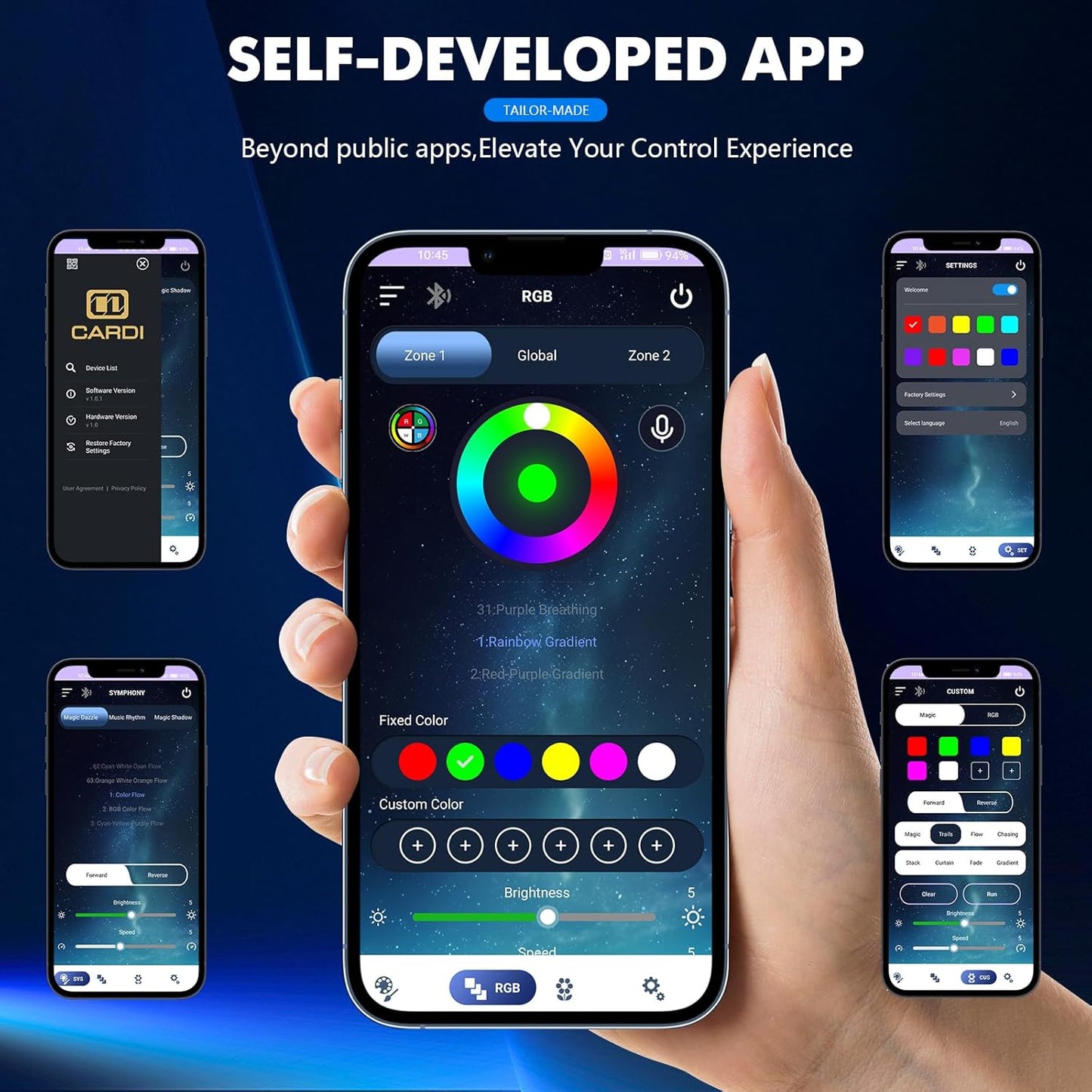 2025 Upgraded Dreamcolor Acrylic Interior Car LED Strip Light with Self-Developed App RGB 10 in 1 | Dual Zone Control | Super Brighter LED Strips | Music Sync | 16M Colors Interior Led Lights for Cars