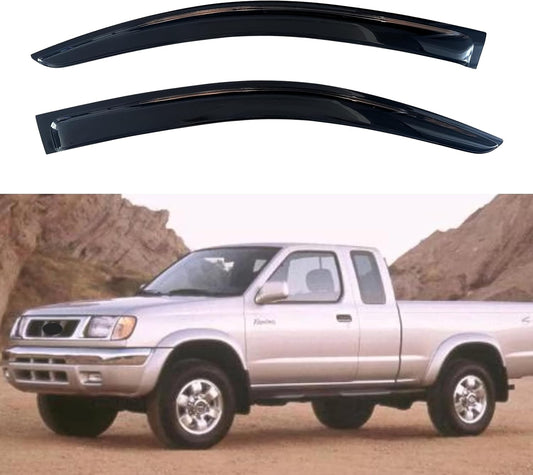 KPY Window Visor Compatible with Nissan Frontier Standard/King Cab 1998-2004, 2PC Rain Guard Side Window Vent Deflectors Tape-On Style, 1998 1999 2000 2001 2002 2003 2004