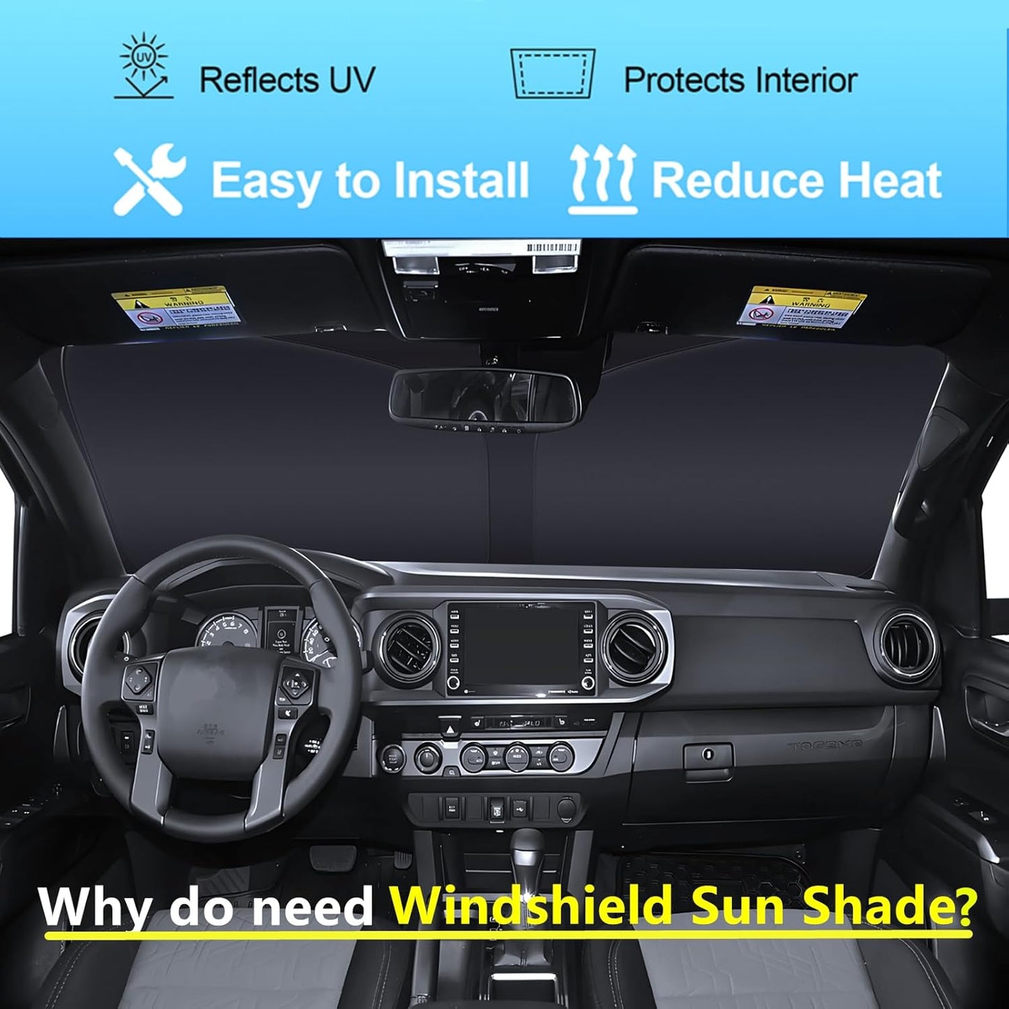 Windshield Sun Shade for kia Sorento 2021-2025 4-Layer Front Window Shade Custom Sun Visor 240T Shade Blocks UV Keep Your Car Cooler