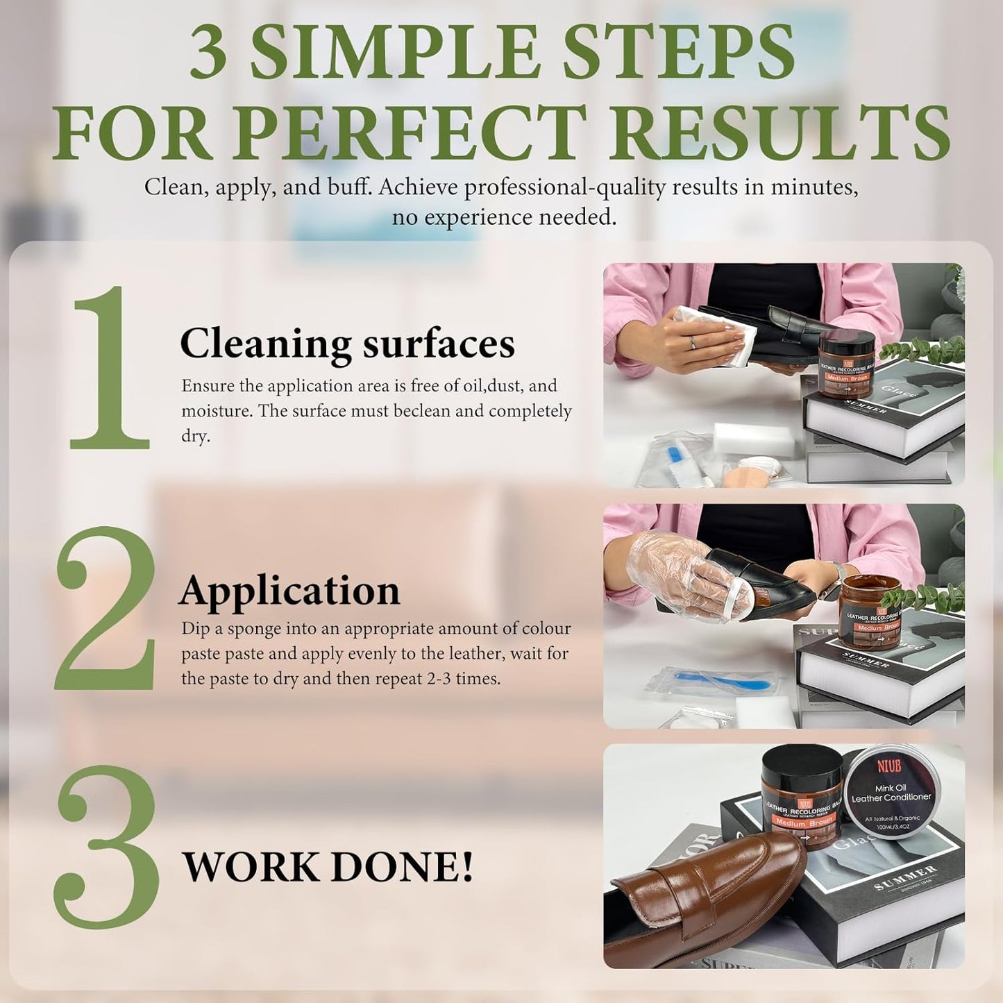 Leather Recoloring Balm Leather Color Restorer Scratch Repair Leather Paint for Furniture Couches Car Seats Shoes Bags Leather Dye and Scratched Leather with Leather Conditioner - Medium Brown