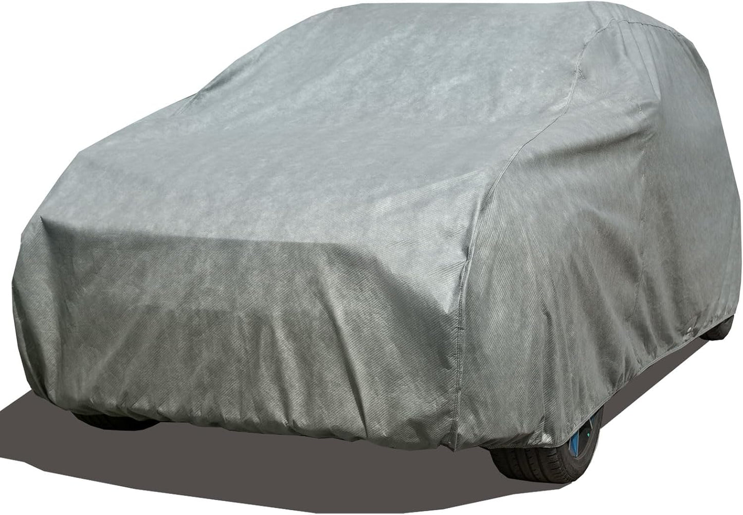 All Weather Waterproof SUV Car Cover, 7-Layer Non-Woven Cotton Car Covers for Automobiles SUV Snow Cover, Full Exterior Covers, Winter Rain Sun, Grey, Size SUV S2