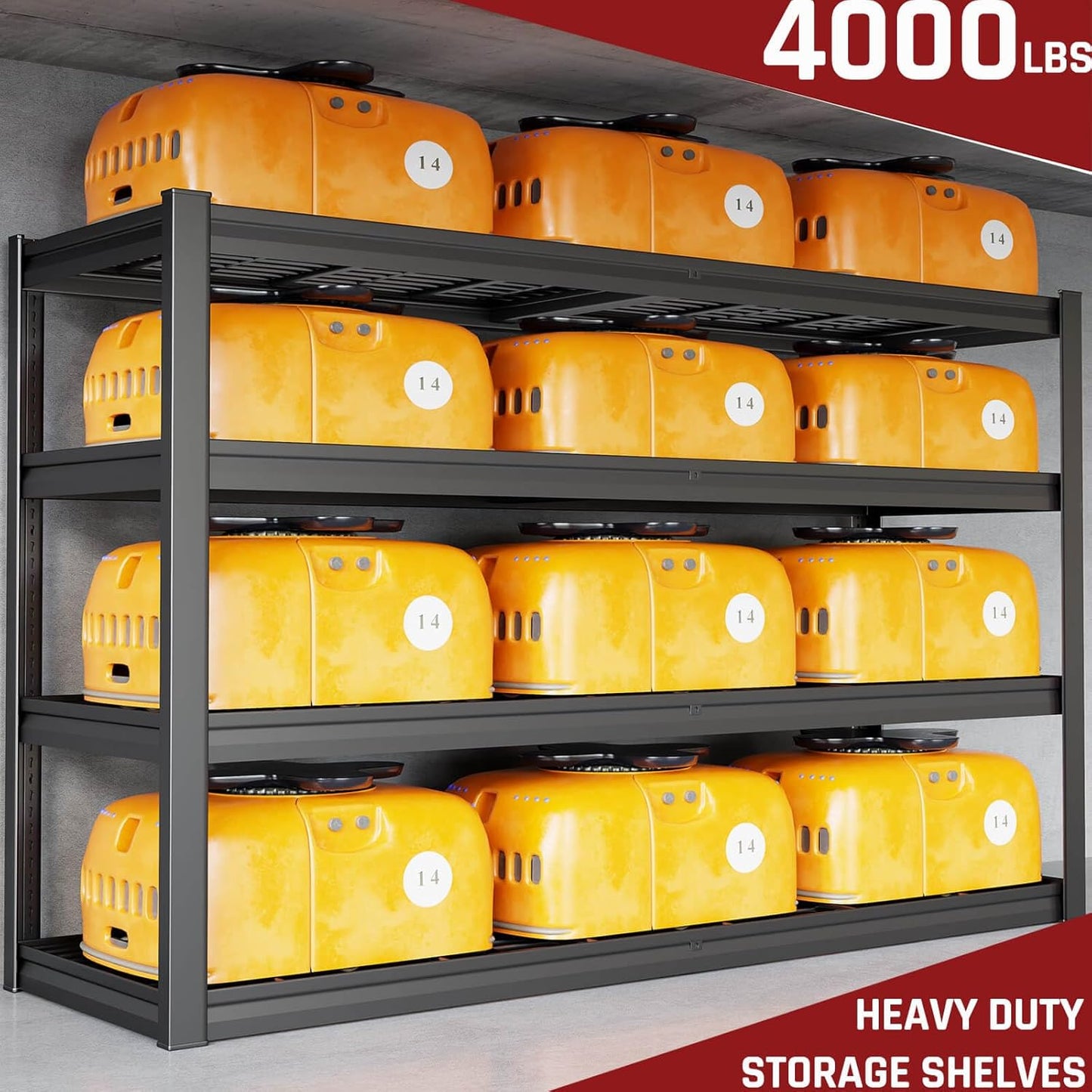 68" Wide Garage Shelving Unit, 68" W x 24" D x 68" H, Heavy Duty Garage Storage Shelves,3500 LBS Capacity, Industrial Adjustable Shelves for Basement Warehouse, 2 Pack