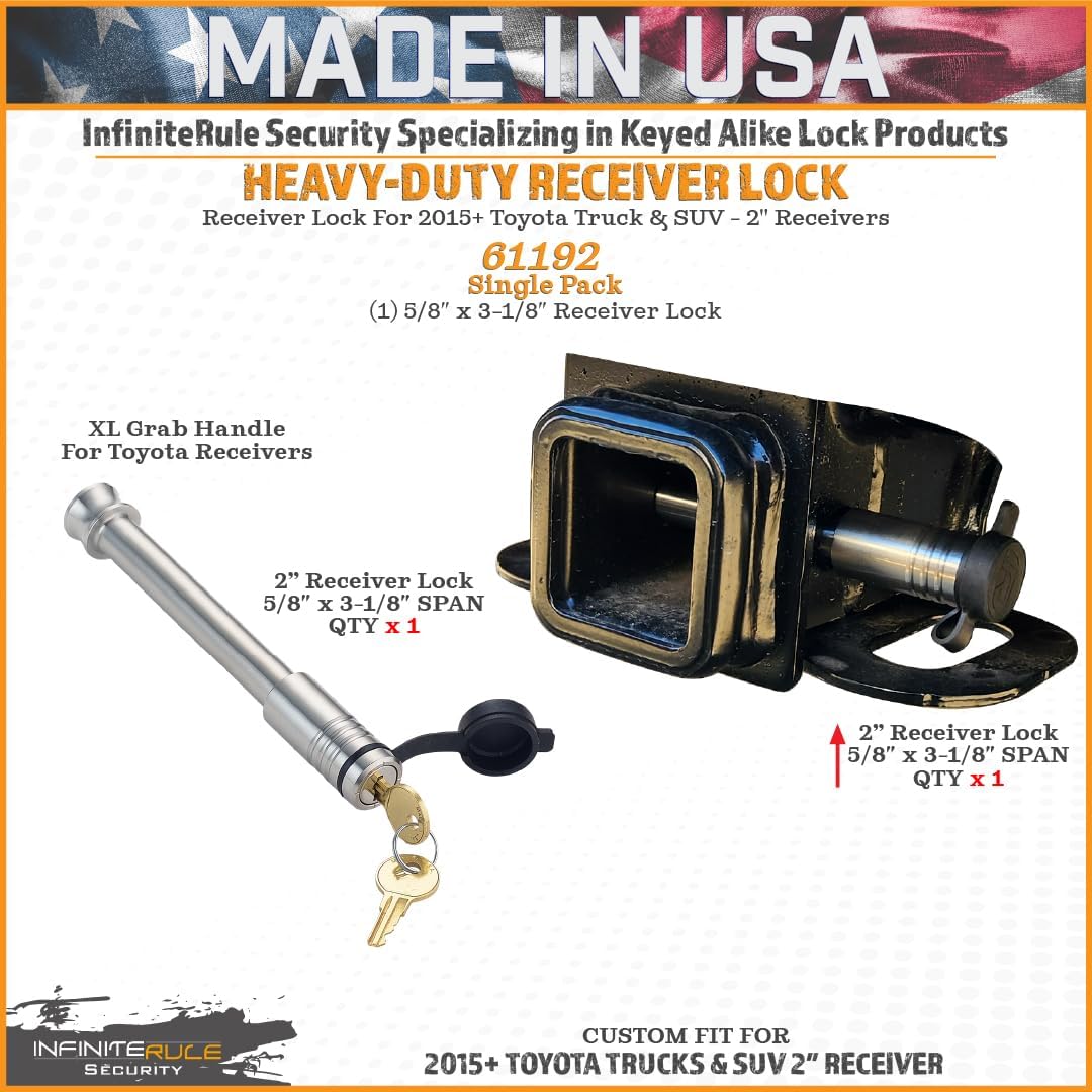 61192 | Single Pack, 2" Receiver Lock for 2015+ Toyota Tacoma, Tundra, & SUV