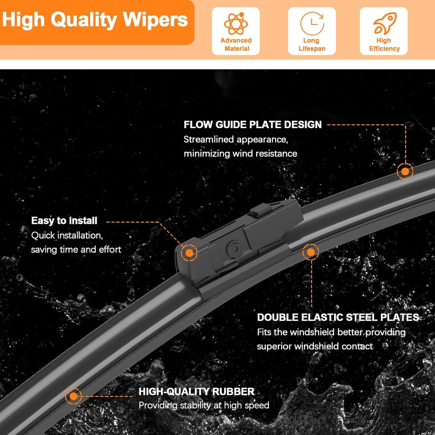 HULADAED® 26'' 18'' 11'' Windshield Wipers Replacement for Volkswagen/VW Golf GTI 2021-2015 Volkswagen Taos 2021-2024,Silicone Front Rear Wiper blades for MY Car-All Weather & Quiet(3 PACK)