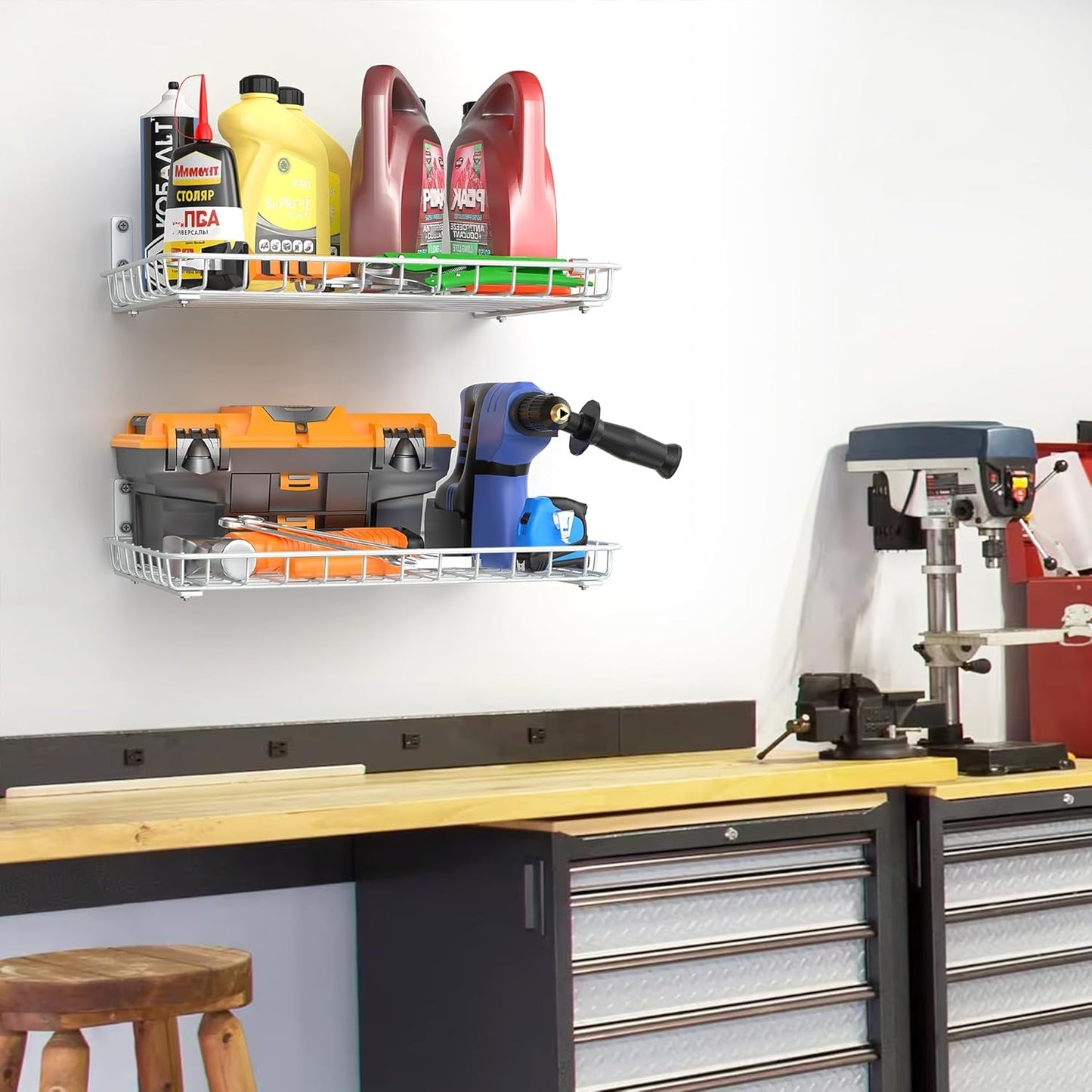 TORACK 2-Pack 12x18 Inch Wall-Mounted Shelves, Garage Wall Shelf for Closet & Laundry Room, Heavy-Duty Floating Shelves Hold Up to 60 lbs(White)