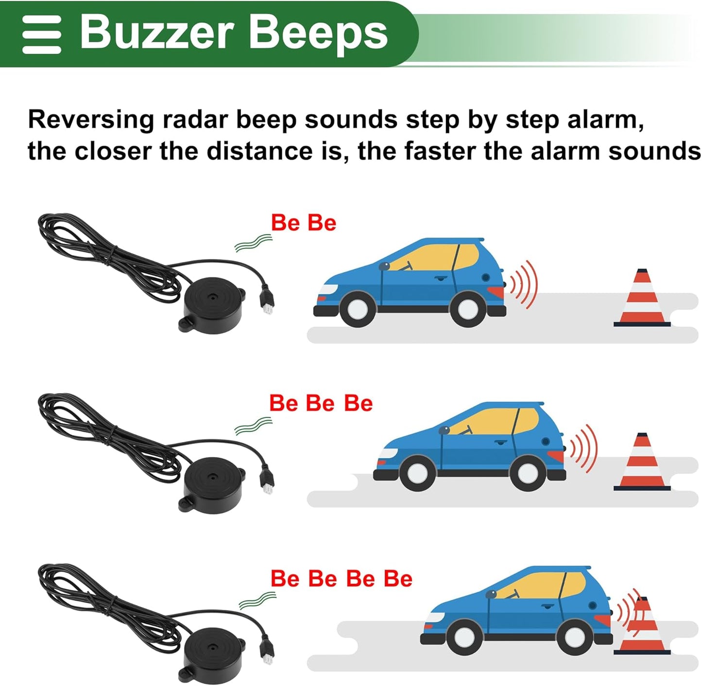 Motoforti Universal Car Auto Vehicle Reverse Backup Radar System Reverse Parking Sensors Alarm Buzzer Reminder Distance Detection Black 2 Parking Sensors