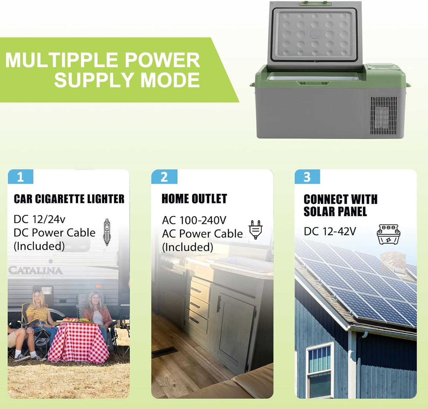 Alpicool Y15E Portable Fridge 12 Volt Car Refrigerator 17 Quart Freezer for Fishing, Camping, RV, Truck, Boat-12/24V DC