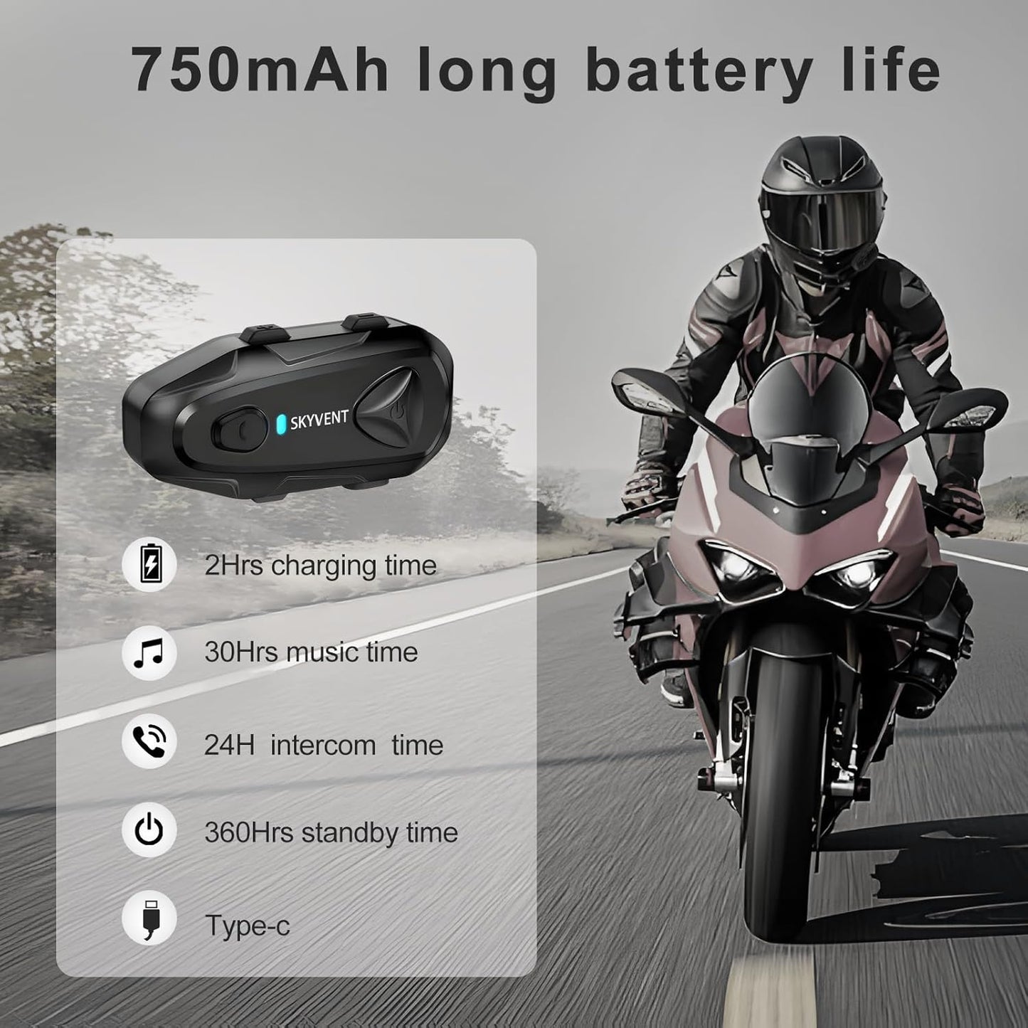 Q4 Motorcycle Bluetooth Communication System Headset Intercom, 4 Riders 1500m Music Sharing, FM, Noise Cancellation, IP65 Waterproof, Dual Pack (Q4)