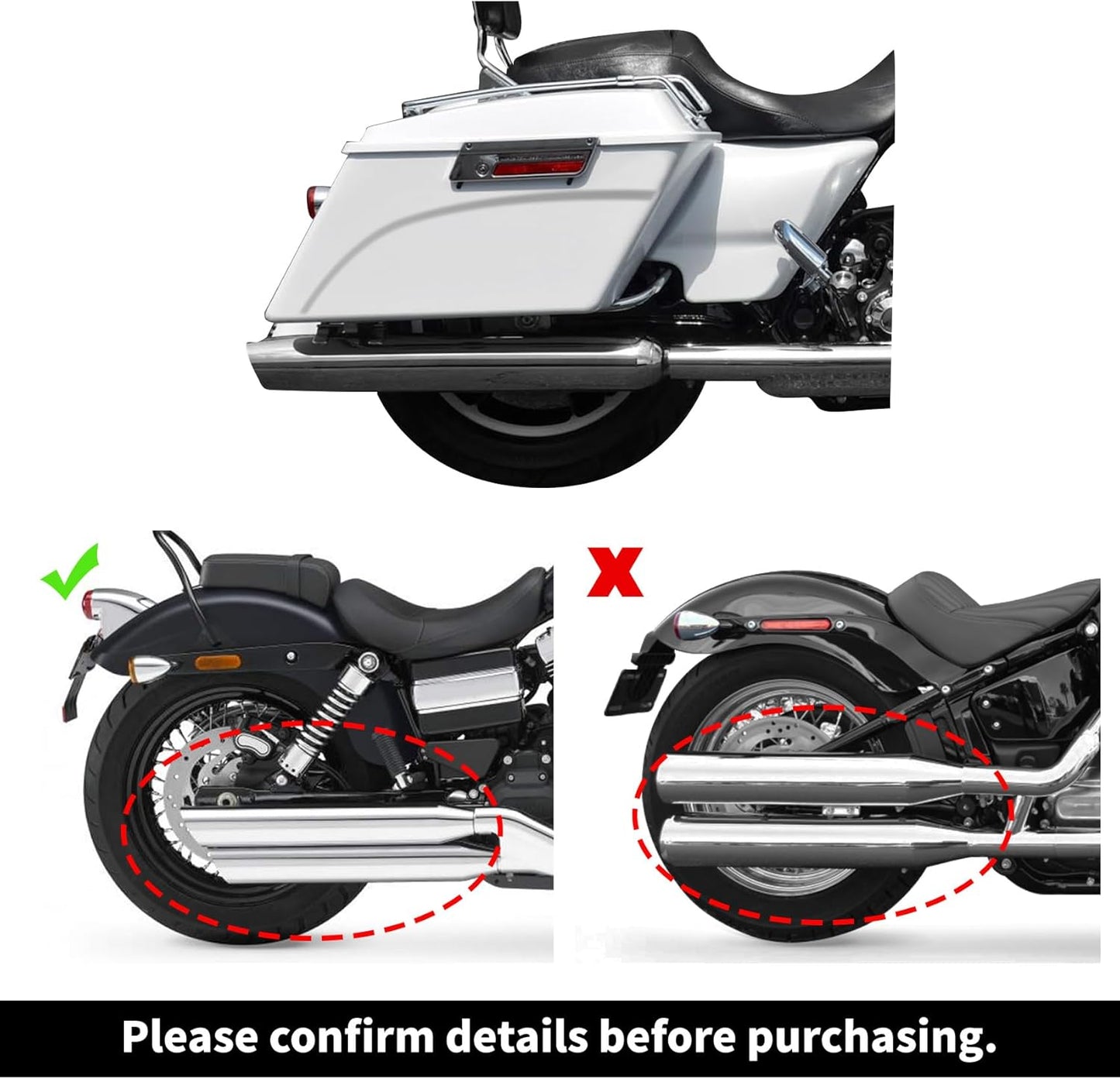 XFMT Motorcycle Saddlebags White Hard Saddle Bags Trunk For Harley Touring Road King Street Glide Road Glide Electra Glide Ultra Classic 1994-2013