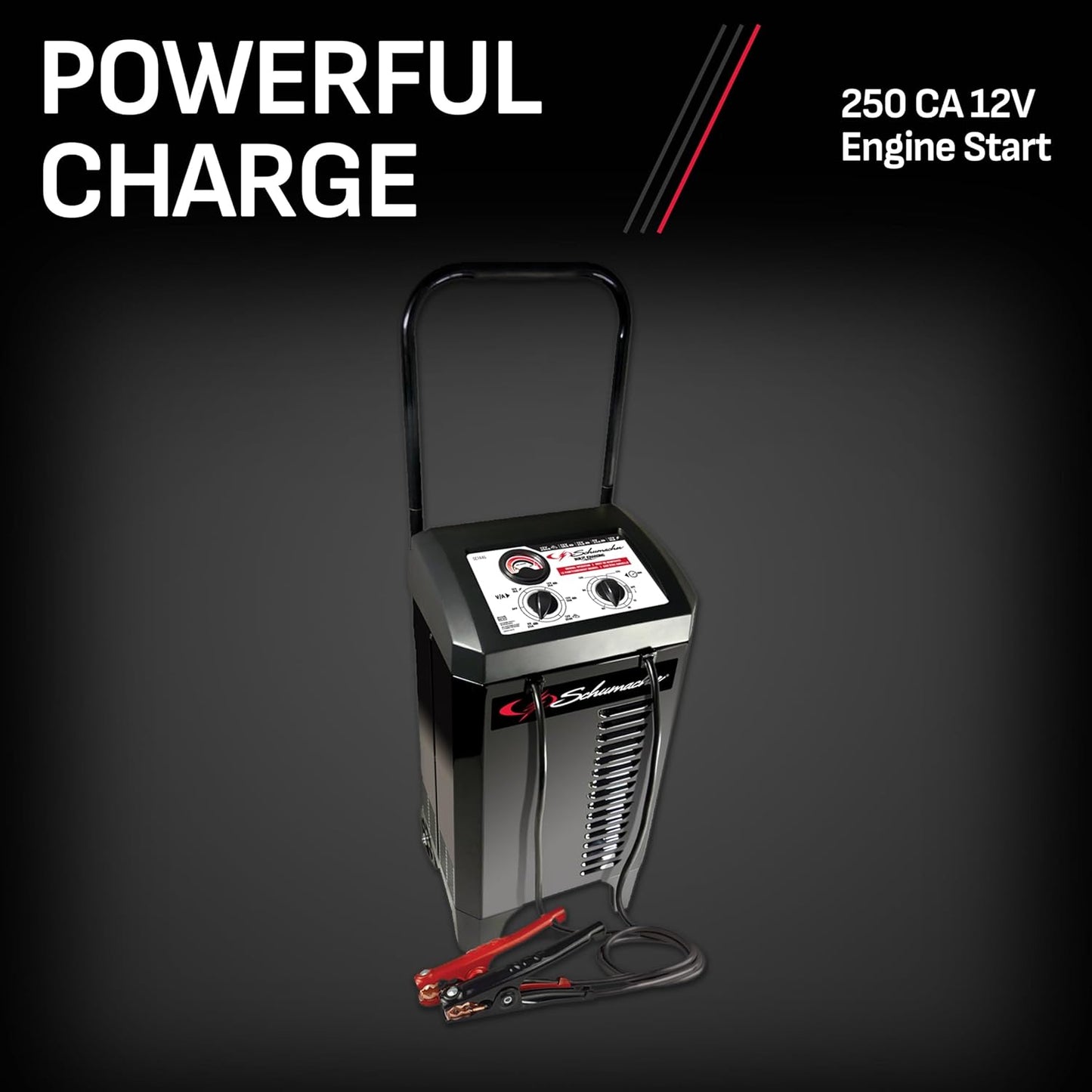 Schumacher Electric Manual Battery Charger & Engine Starter – 6V/12V 250A Heavy-Duty Battery Charger with 50A Boost Mode, Color-Coded Clamps, 6-Foot Output Cables & Rugged Design SC1445