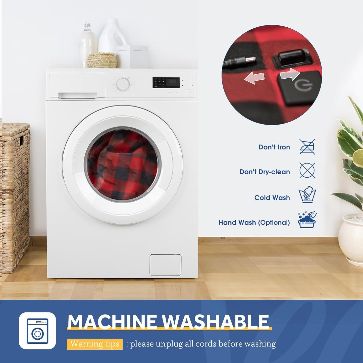 Sealy 12-Volt Heated Car Blanket, Portable Electric Blanket with 3 Heating Levels & 4 Hours Auto Off for Car, Truck, SUV, RV or Camping, Machine Washable, 59" X 43", Plaid