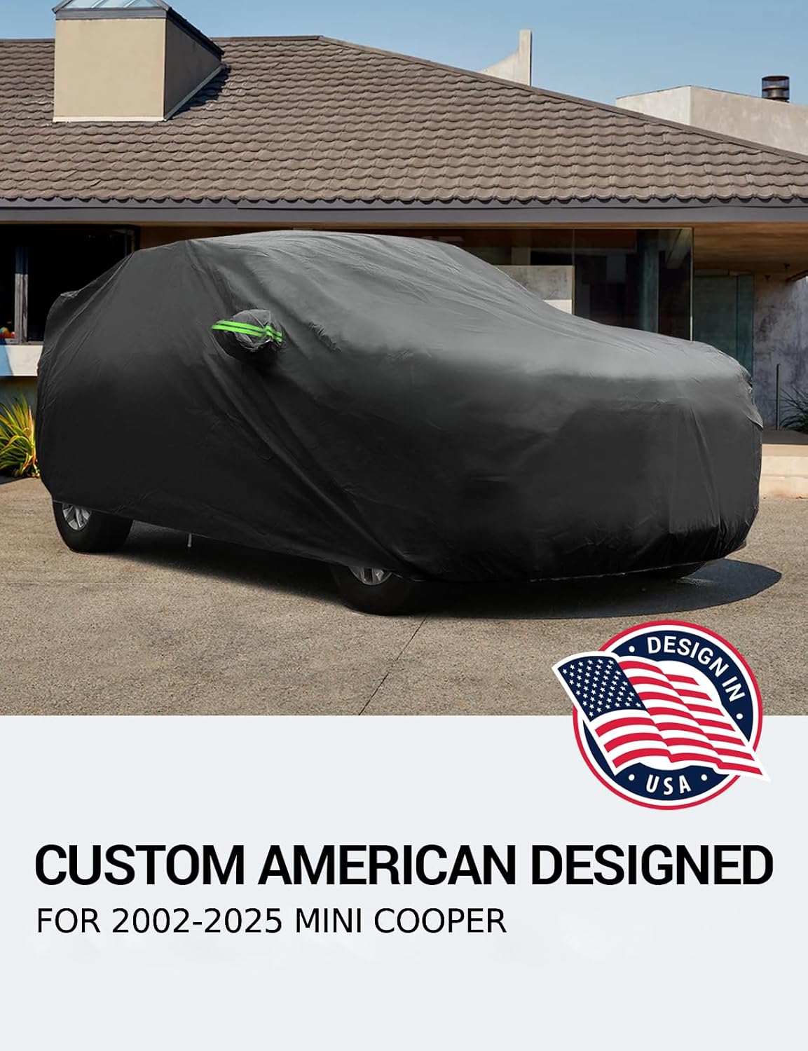 Proadsy 2025 Upgrade Car Cover for Mini Cooper 2002-2024 2025, Waterproof All Weather for Automobiles, Windproof Snowproof Rain Hail Sun UV Protection Full Outdoor Indoor Exterior Car Covers, Black