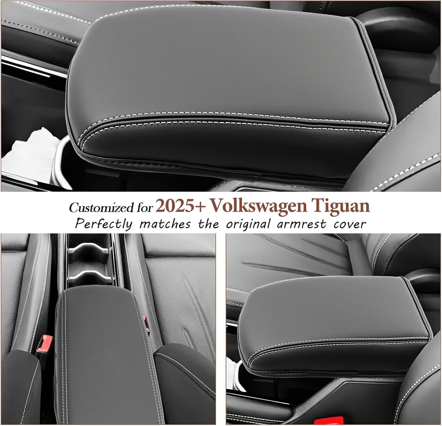 SKTU for 2025 VW Tiguan Accessories Center Console Cover for 2025+ Volkswagen Tiguan (S/SE/SE R-Line Black/SEL R-Line) Armrest Cover 2025 Tiguan Accessories 2025 Tiguan Console Cushion (Thickened)