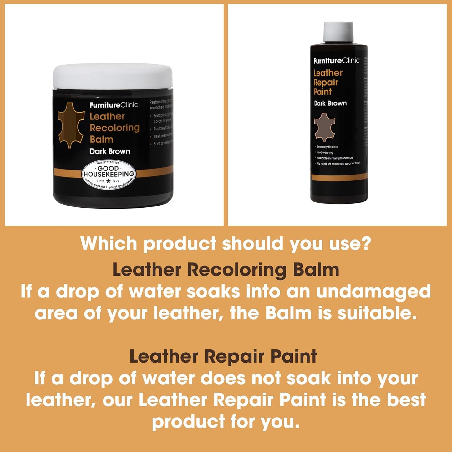 The Original Leather Recoloring Balm by Furniture Clinic - Beige Leather Dye for Furniture, Couches & Car Seats - Restore Scratched, Faded, & Damaged Surfaces