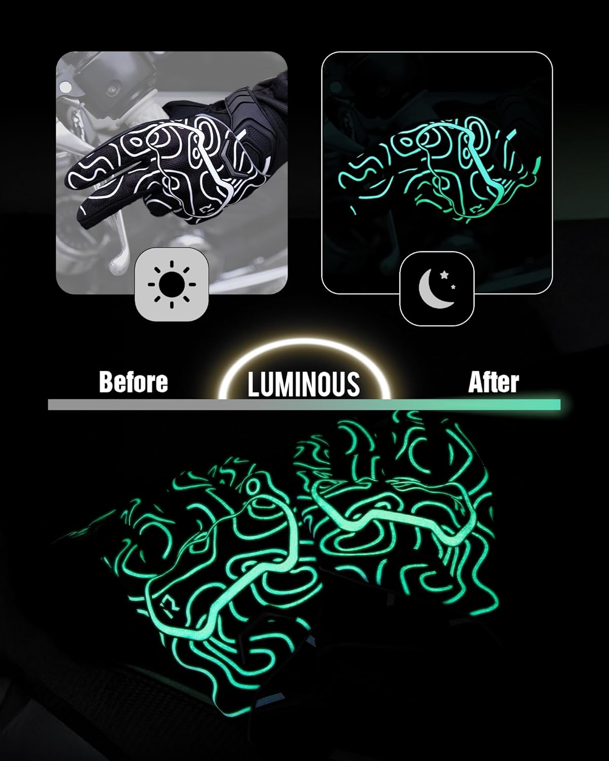 BORLENI Motorcycle Gloves Motorbike Glove Full Finger Knuckle Protection Padding Touch Screen for Women Men