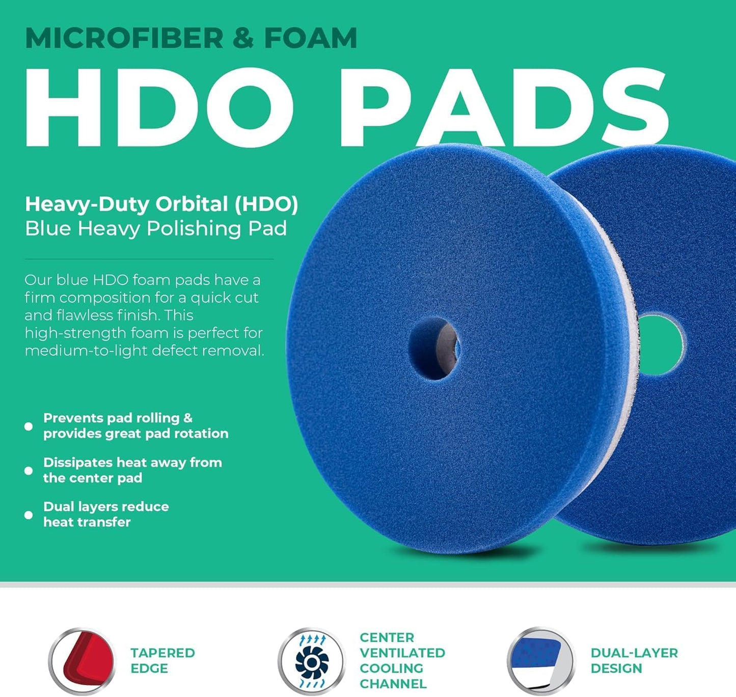 Lake Country 5.5" HDO Blue Foam Heavy Polishing Pad (1-Pack) – Premium Heavy Duty Orbital Polishing Pad for Painted Surfaces – Fits 5" Backing Plate