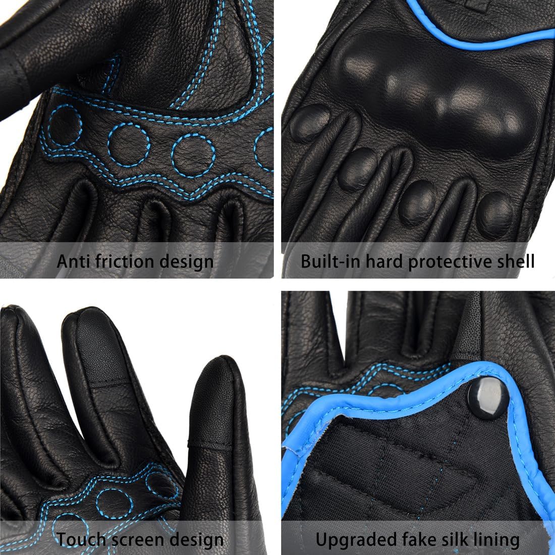 Harssidanzar Women's Motorcycle Gloves,Leather Motorcycle Gloves, Motorbike Gloves, Road Racing, Cycling, Climbing, Powersports Gloves Touchscreen GL016