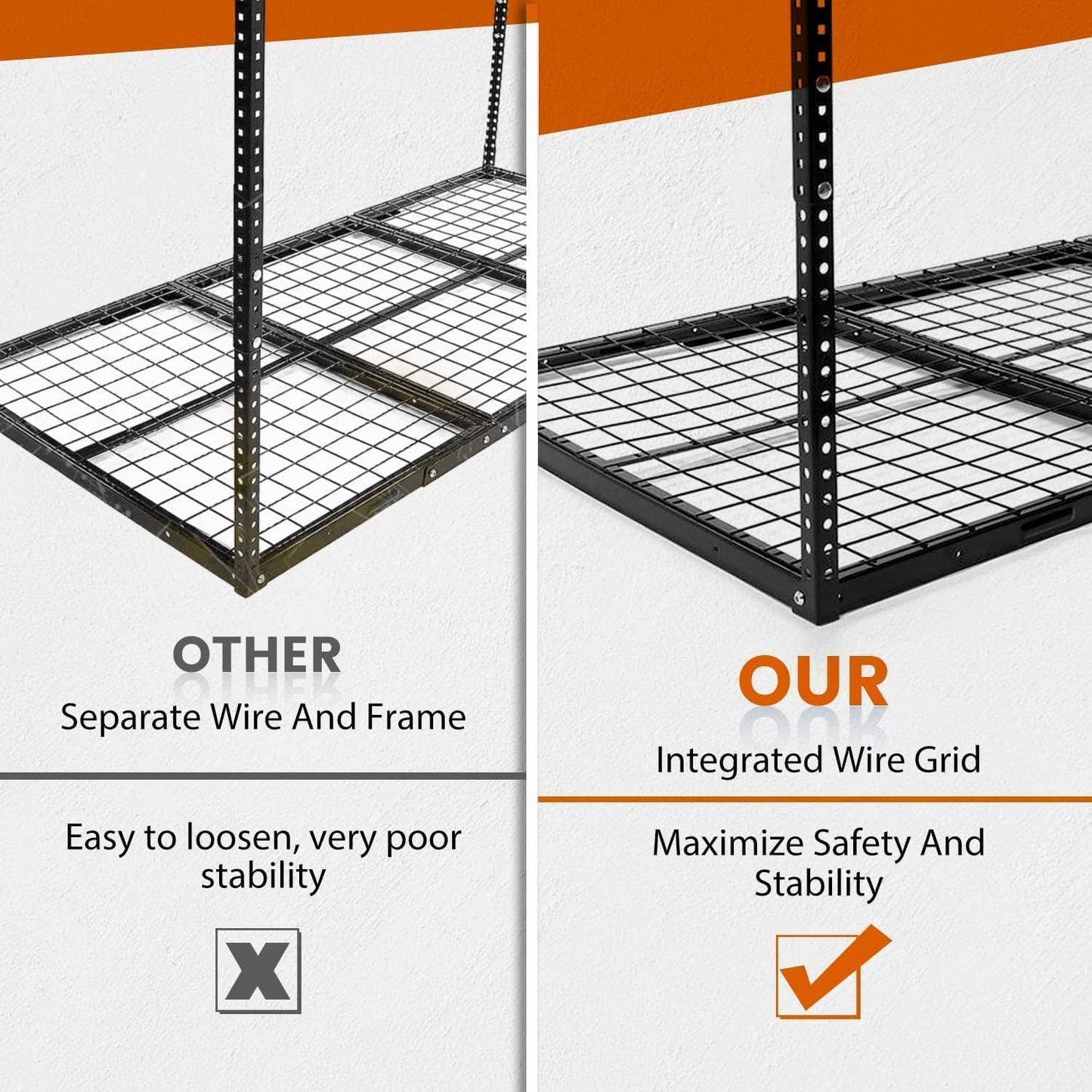 Kojem 3x6 Overhead Garage Storage Rack Adjustable Ceiling Garage Organization Shelf Ceiling Mounted Overhead Storage Racks Steel - Black