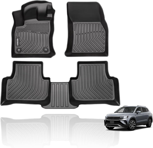 KELCSEECS Floor Mats Custom for Volkswagen Taos 2025 2024 2023 2022 All Season Guard for Car Mats TPE Odorless Taos All Weather Floor Liners Fits Front & Rear Row Full Set Accessories Black