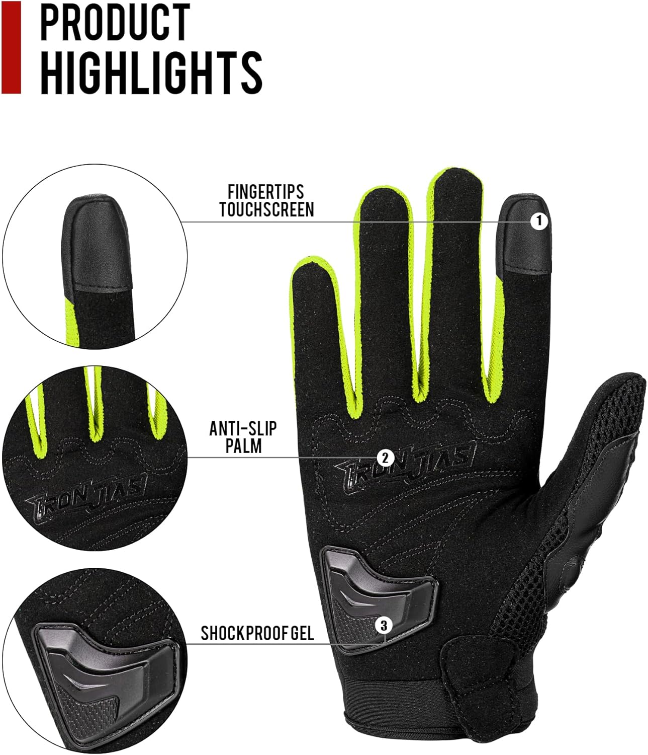 BORLENI Motorcycle Gloves Touch Screen for Men Women Padding Hard Knuckle Cycling Motorbike ATV Hiking Riding Climbing Glove